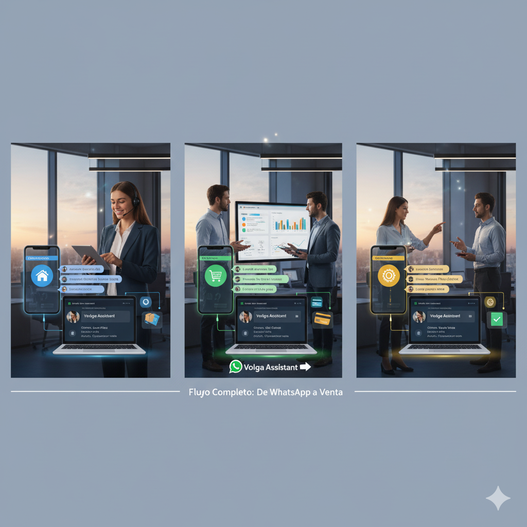 3 flujos completos con Volga: del primer mensaje en WhatsApp hasta la venta
